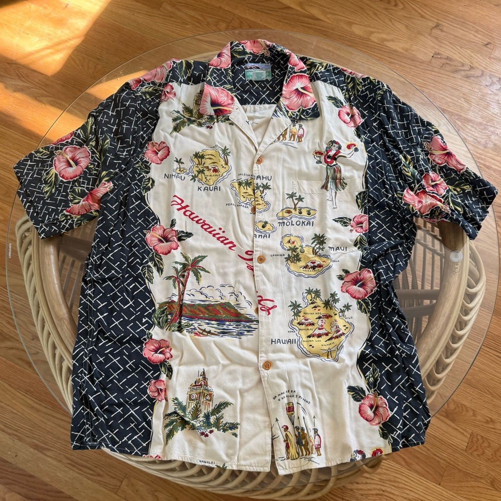 Reyn Spooner Black and Red Floral Shirt